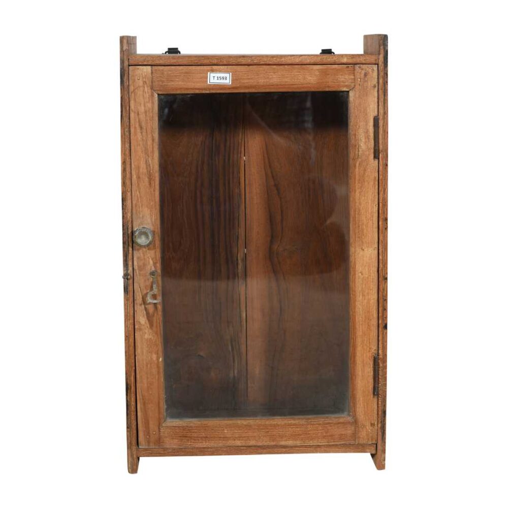 Antique Natural Teak Wall Mounted Spice or Medicine Cabinet – India c1920 - Image 2