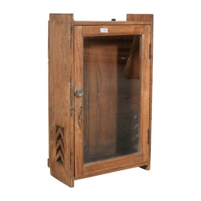 Antique Natural Teak Wall Mounted Spice or Medicine Cabinet – India c1920