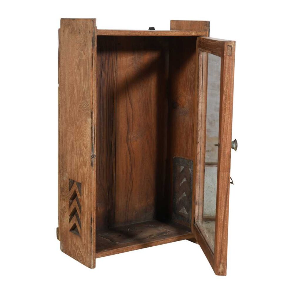 Antique Natural Teak Wall Mounted Spice or Medicine Cabinet – India c1920 - Image 4