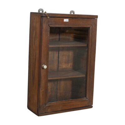 Antique Chestnut Teak Wall Mounted Spice or Medicine Cabinet – India c1920