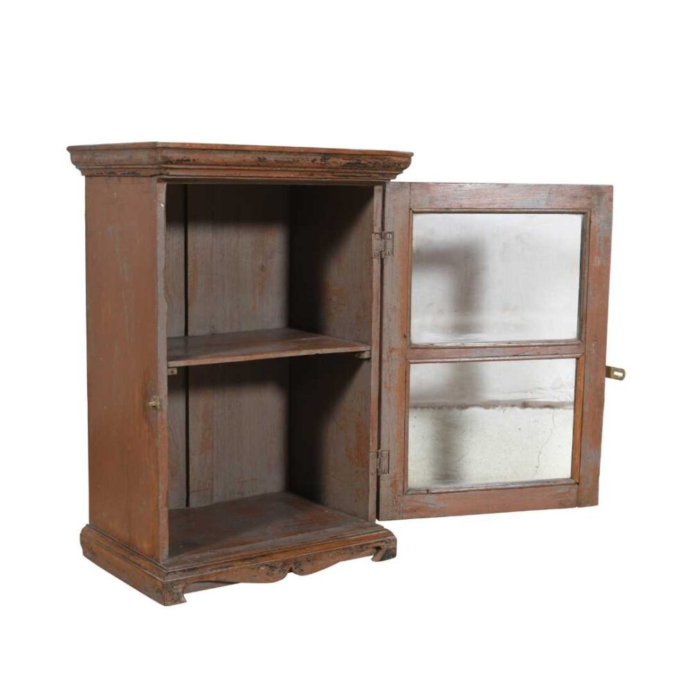 Antique Chestnut Teak Wall Mounted Spice or Medicine Cabinet – India c1920 - Image 2
