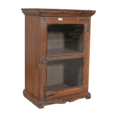 Antique Chestnut Teak Wall Mounted Spice or Medicine Cabinet – India c1920