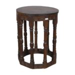 Antique Rich Brown Teak Indian Colonial 9-Sided Coffee Table – Victorian Era Occasional Table