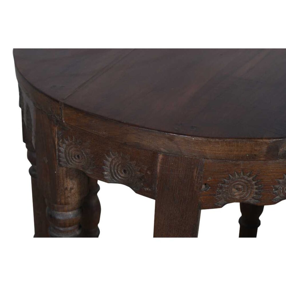 Antique Rich Brown Teak Indian Colonial 9-Sided Coffee Table – Victorian Era Occasional Table - Image 6