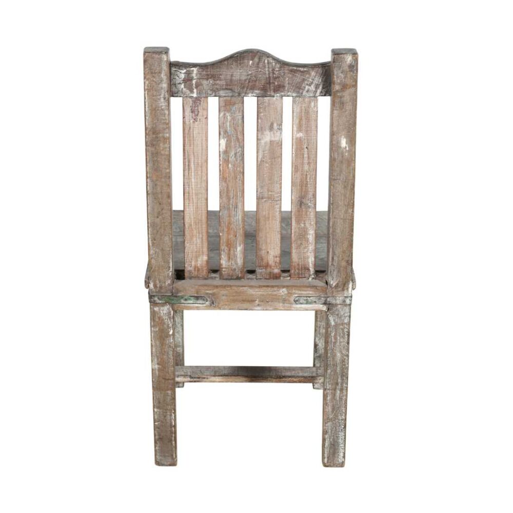 Antique Distressed Blue & Natural Teak Indian Hall or Dining Chair – c.1890 - Image 5