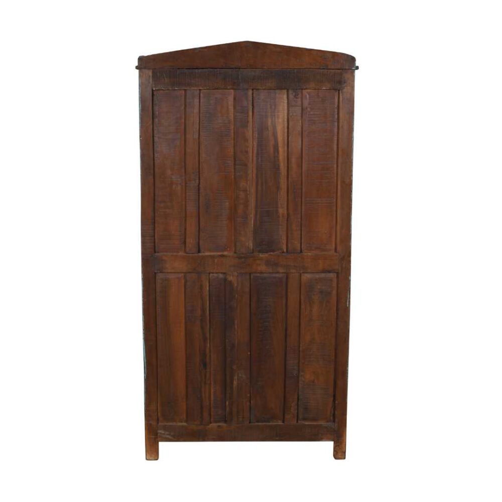 Antique Distressed Turquoise Teak Glass Almirah – Indian Cabinet c.1900 - Image 3