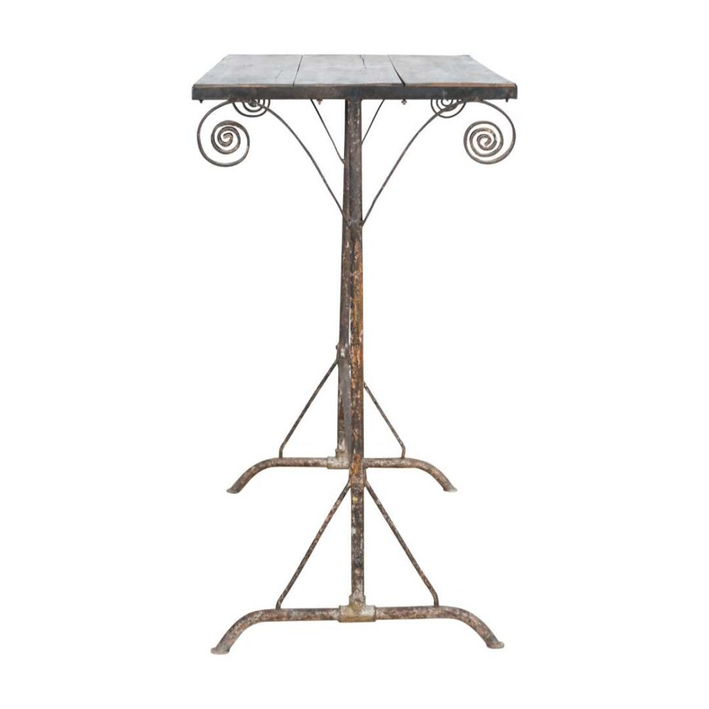 Antique Distressed Blue & Rustic Iron Indian Teak Wood Side Table – c.1880 - Image 2