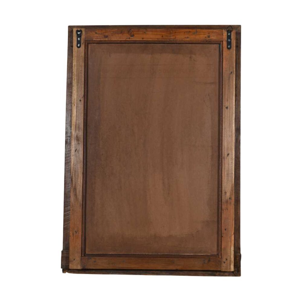 Antique Dark Walnut Brown Indian Teak Shutter Mirror – 19th Century Rajasthan - Image 4