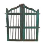 Antique Verdigris Teal & Rustic Brown Indian Teak Dog Gates Garden Gate Pair (c.1880–1900)