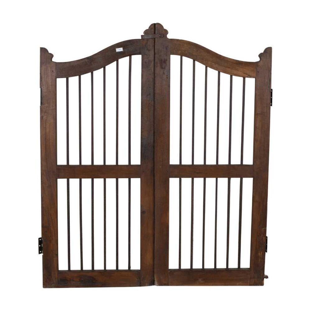 Antique Rich Walnut Brown Indian Teak Dog Gates Garden Gate Pair (c.1880–1900)