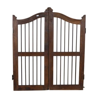 Antique Rich Walnut Brown Indian Teak Dog Gates Garden Gate Pair (c.1880–1900)