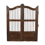 Antique Deep Chestnut Brown Indian Teak Dog Gates Garden Gate Pair (c.1880–1900)