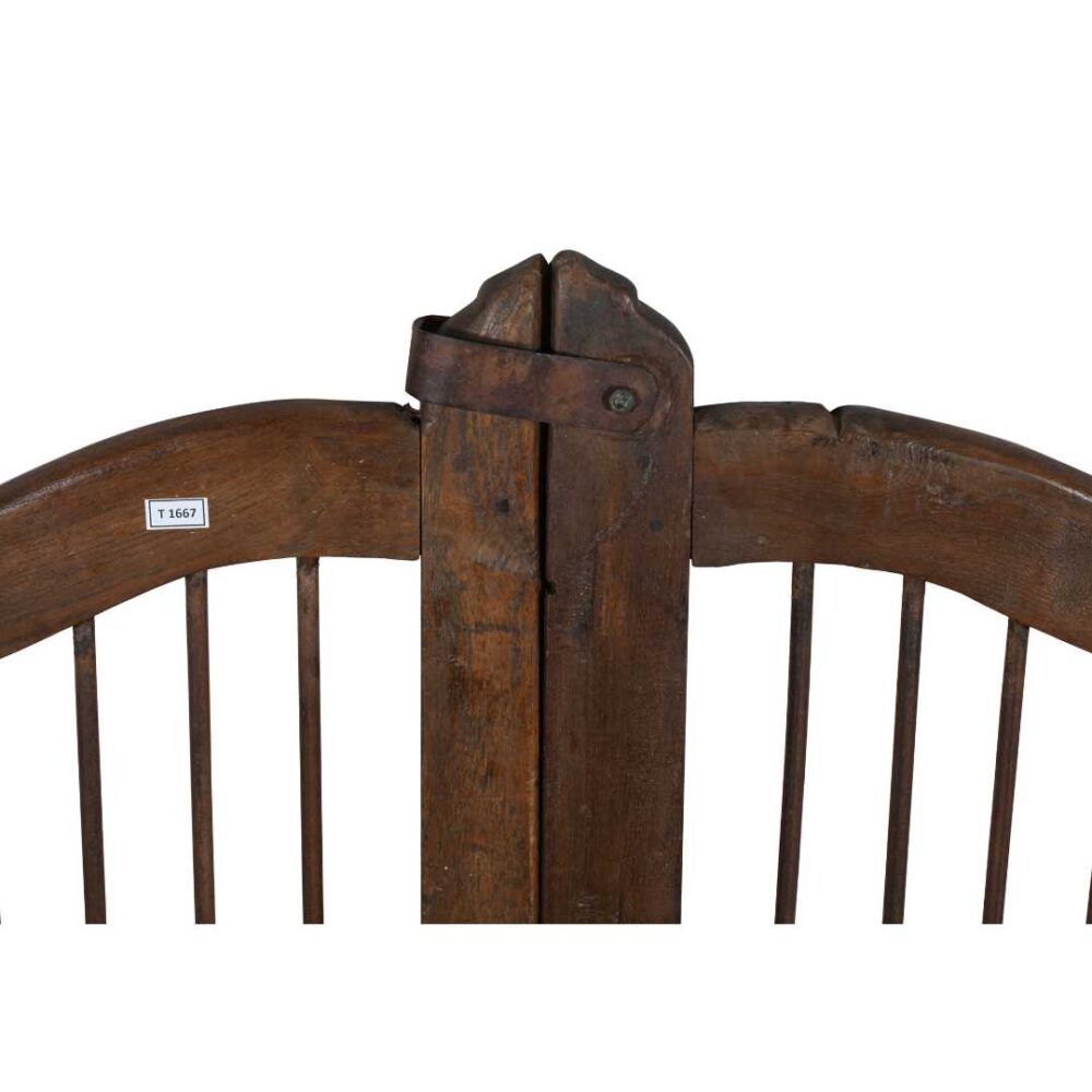 Antique Deep Chestnut Brown Indian Teak Dog Gates Garden Gate Pair (c.1880–1900) - Image 3