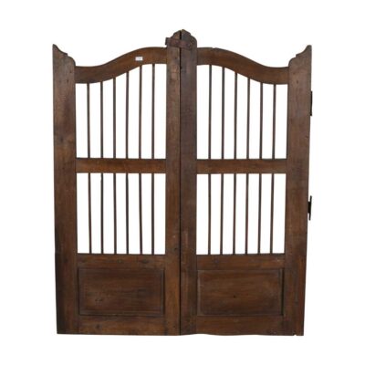 Antique Deep Chestnut Brown Indian Teak Dog Gates Garden Gate Pair (c.1880–1900)