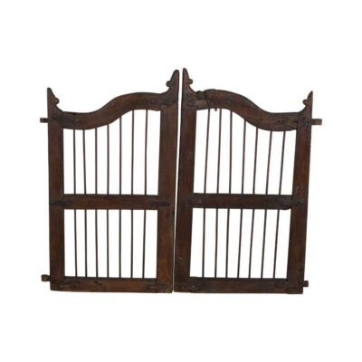 Antique Burnished Mahogany Indian Teak Dog Gates Garden Gate Pair (c.1880–1900)