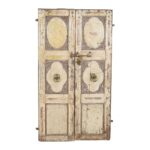 Antique Cream & Ochre Patina Indian Teak Doors – 1880s Gujarat Pair